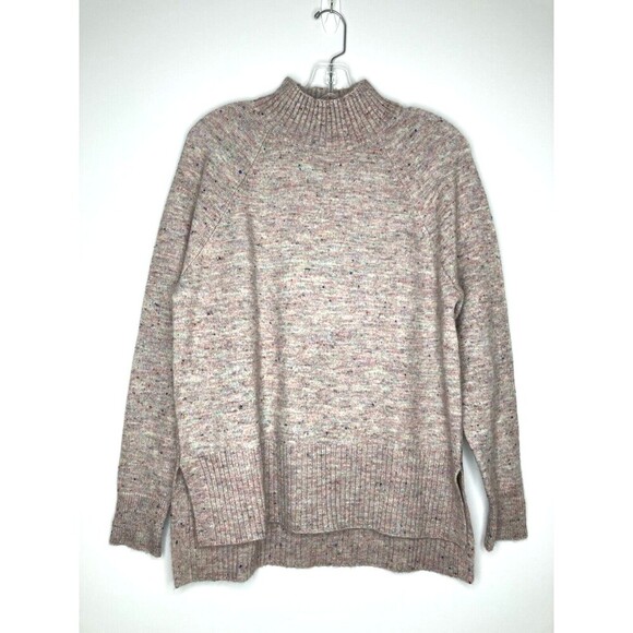 LOFT Sweater Women Small Long Sleeve Turtleneck Confetti Knit Hi Lo Slit Sides - Picture 4 of 5